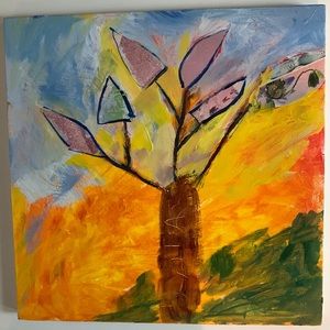 Mixed Media Art on 12”x12” wood panel.